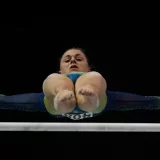 Australia's Georgia-Rose Brown competes on the uneven bars during the Artistic Gymnastics World Championships women's qualifications at M&S Bank Arena in Liverpool, England. (October 30, 2022)